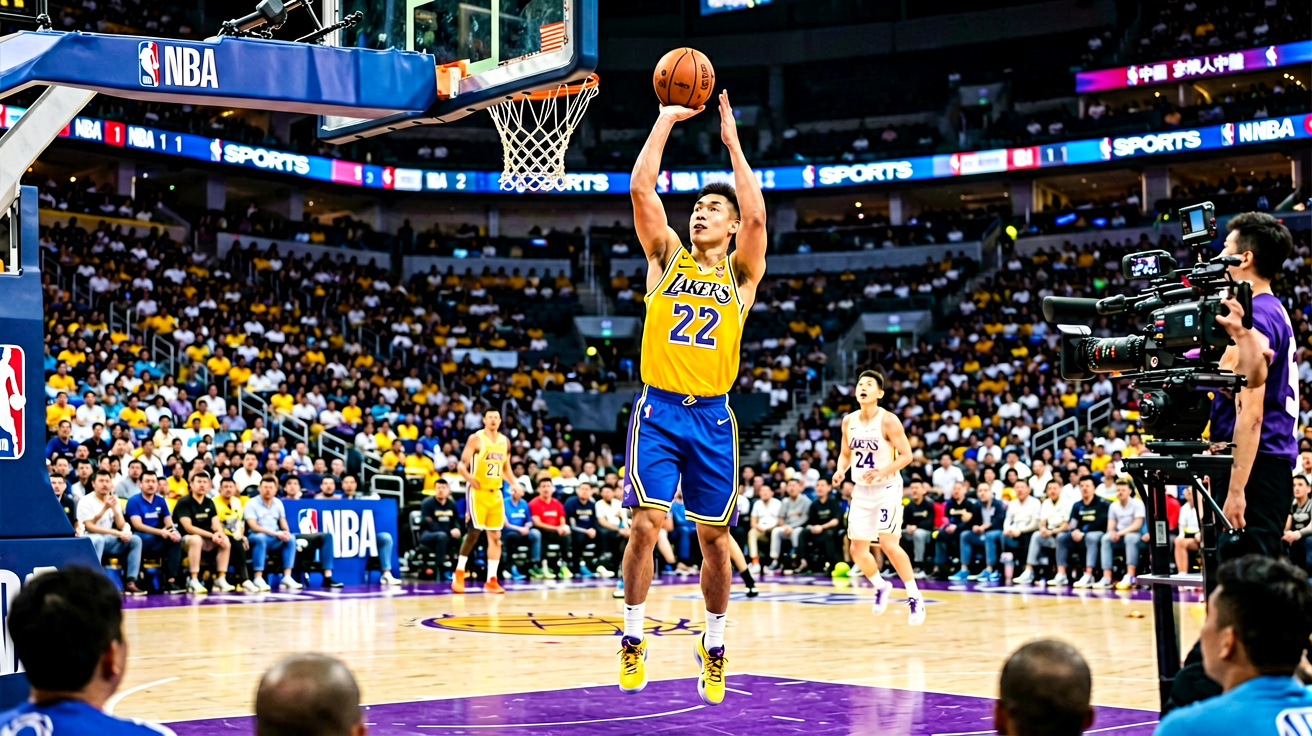 NBA篮球比赛现场，球员扣篮瞬间